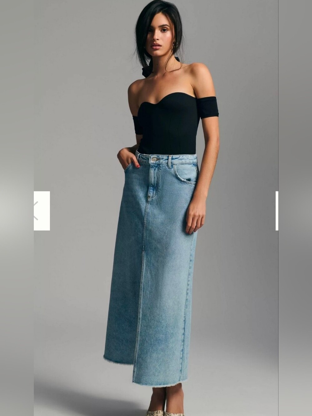 Pilcro The Madi Front-Slit Denim Skirt Size 6